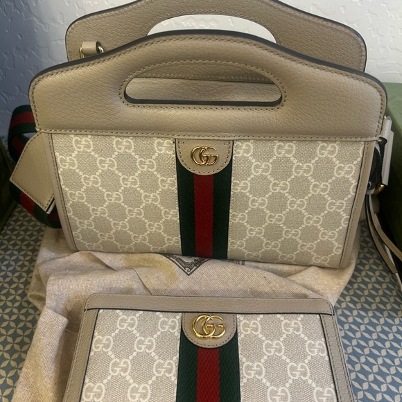 Gucci Handbags - Gucci Beige and Red Crossbody Bag and matching Wallet